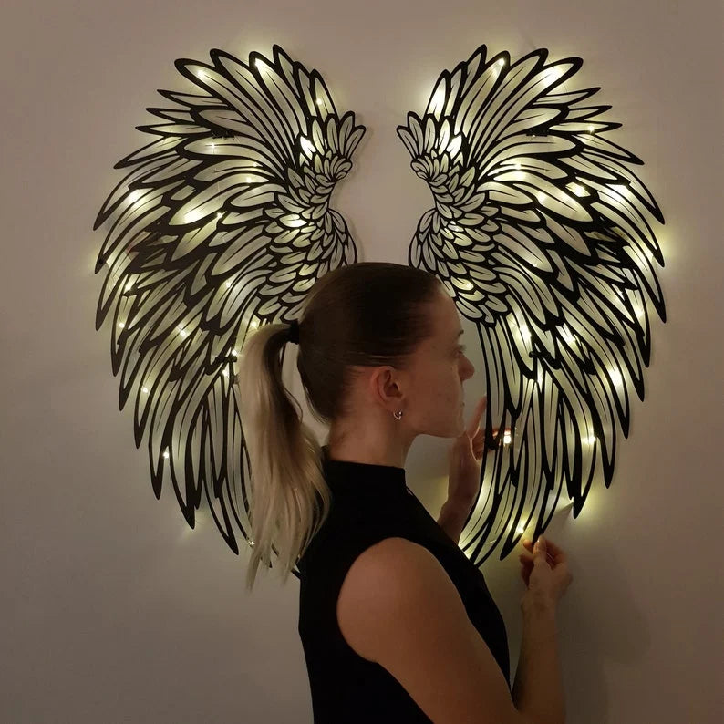 Illuminated Elegance Angel Wings Art - arlyntina
