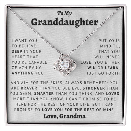 Granddaughter - Aim For The Skies - Love Knot Necklace - arlyntina
