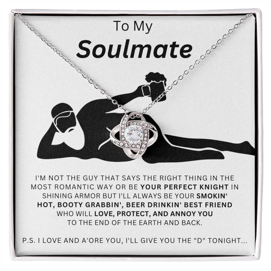 To My Soulmate - Beer Man Black background: Love Knot Necklace - arlyntina