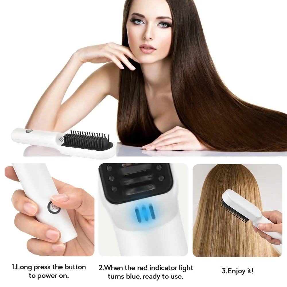 SleekEaze™ Portable 2-IN-1 Multi-Speed Straightening & Curling Brush - arlyntina